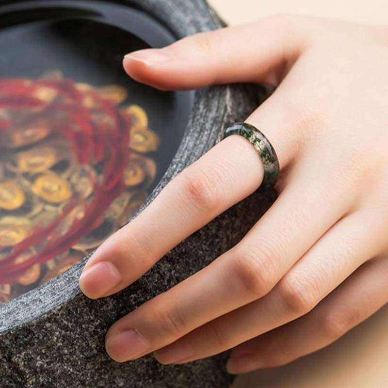 Buddha Stones Moss Agate Healing Balance Ring - image 3