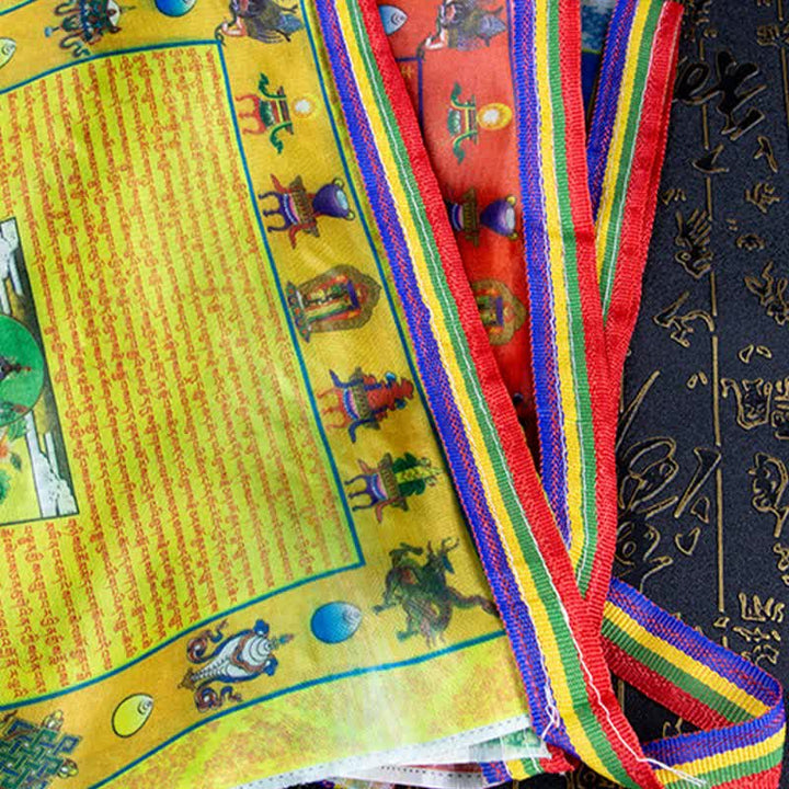 Buddha Stones Tibetan 5 Colors Windhorse Buddha Tara Scriptures Healing Auspicious Outdoor Prayer Flag - image 6