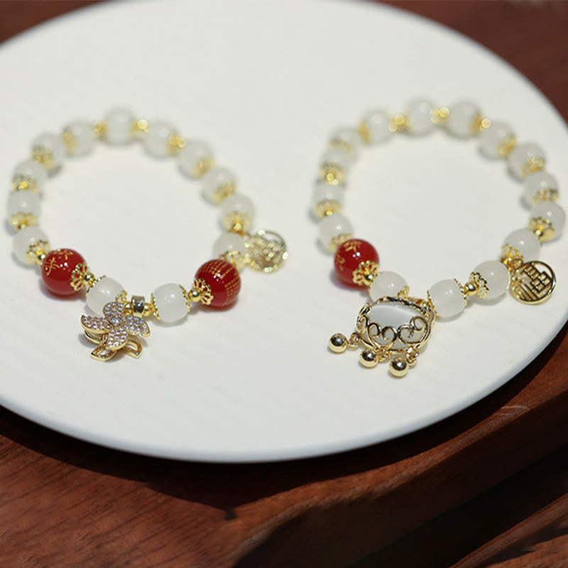 Buddha Stones Windmill Chinese Lock Charm Fu Character Blessing Bracelet - image 12