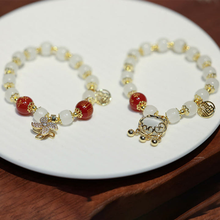Buddha Stones Windmill Chinese Lock Charm Fu Character Blessing Bracelet - image 12