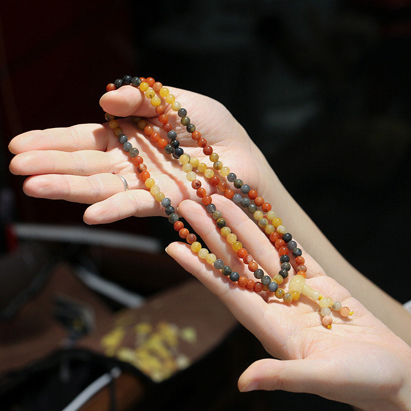 Buddha Stones 108 Beads Natural Red Agate Mala Protection Bracelet - image 5