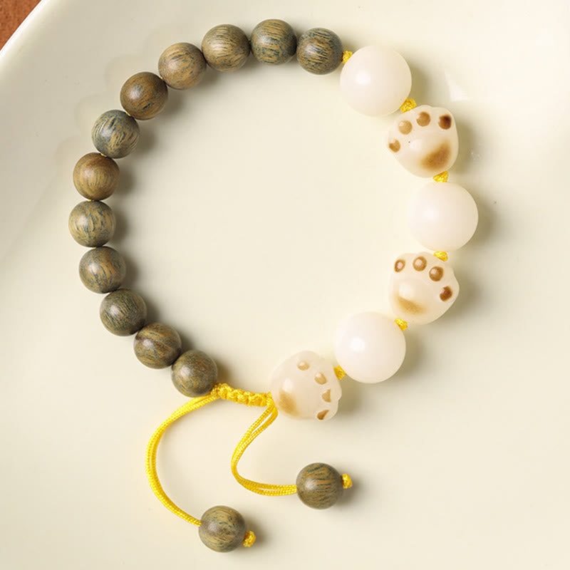 Buddha Stones Natural Green Sandalwood Bodhi Seed Cat Paw Claw Cure Bracelet - image 2