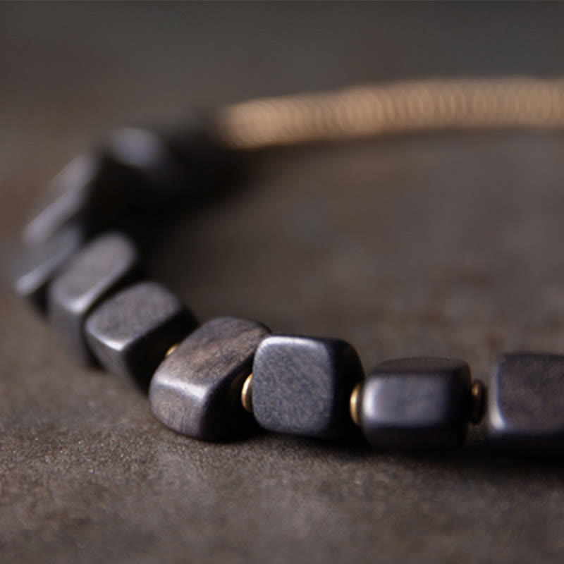 Buddha Stones Tibetan Ebony Wood Copper Peace Double Wrap Bracelet - image 5