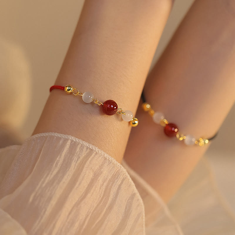 Buddha Stones Red Agate Cat Eye Braided String Confidence Bracelet - image 9