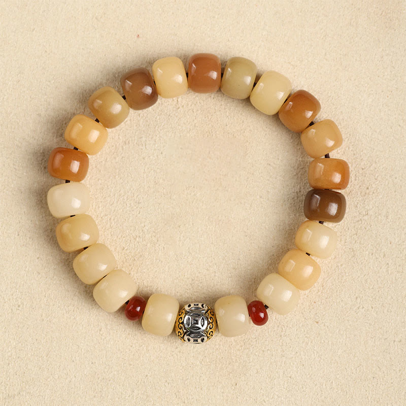 Buddha Stones Natural Bodhi Seed The Lord of the Corpse Forest Om Mani Padme Hum Wisdom Bracelet - Bodhi Seed&Copper Coin - image 8