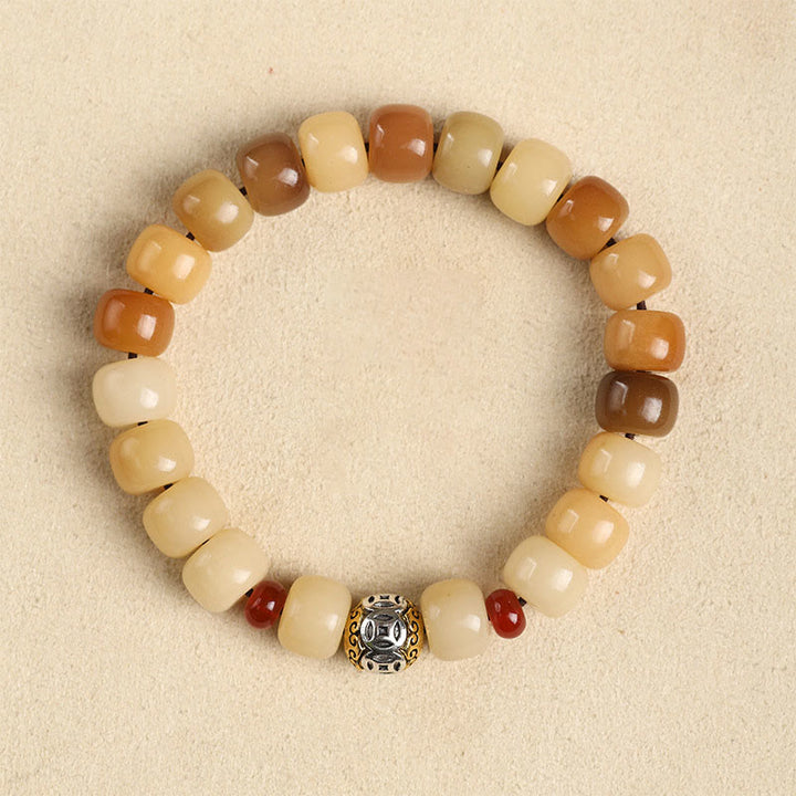 Buddha Stones Natural Bodhi Seed The Lord of the Corpse Forest Om Mani Padme Hum Wisdom Bracelet - Bodhi Seed&Copper Coin - image 8