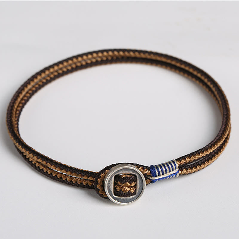 Buddha Stones  925 Sterling Silver Handmade Button Protection Weave String Bracelet - image 9