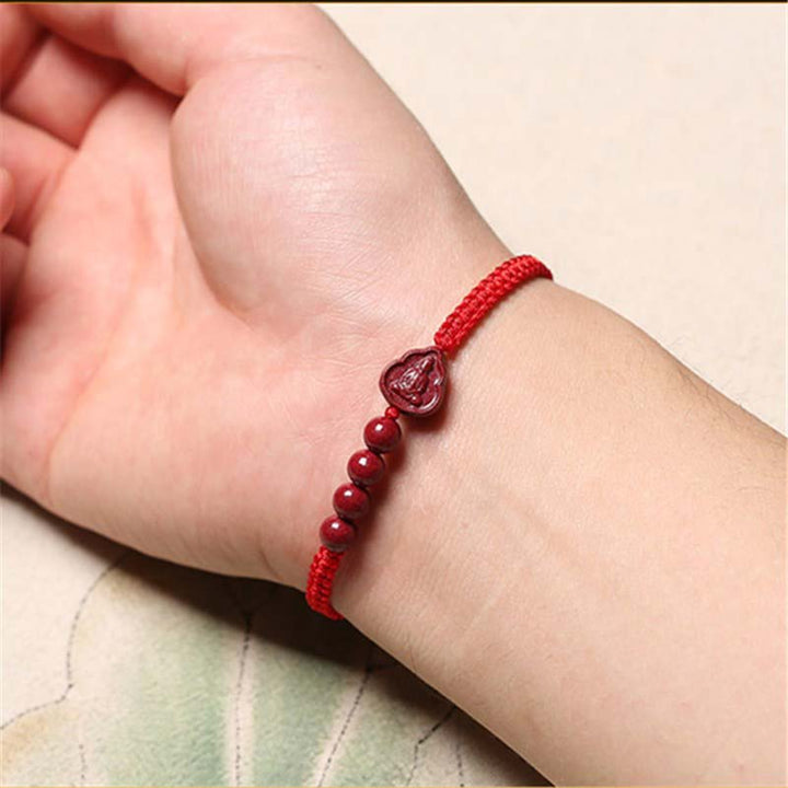 Buddha Stones Laughing Buddha Avalokitesvara Cinnabar Blessing String Bracelet - image 2