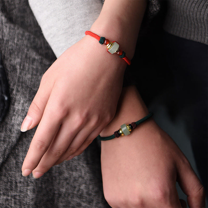 Buddha Stones Tibetan Green Aventurine Luck Braid String Bracelet - image 2