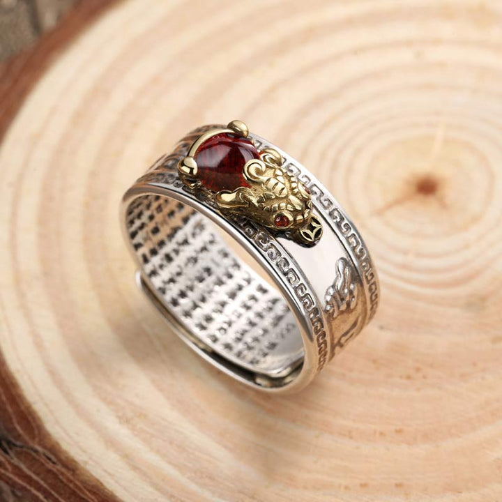 Buddha Stones Red Agate PiXiu Wealth Ring - image 2