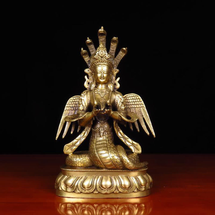 Buddha Stones Bodhisattva Nuwa The Snake Fairy Protection Copper Statue Decoration - 14*11*28cm - image 0