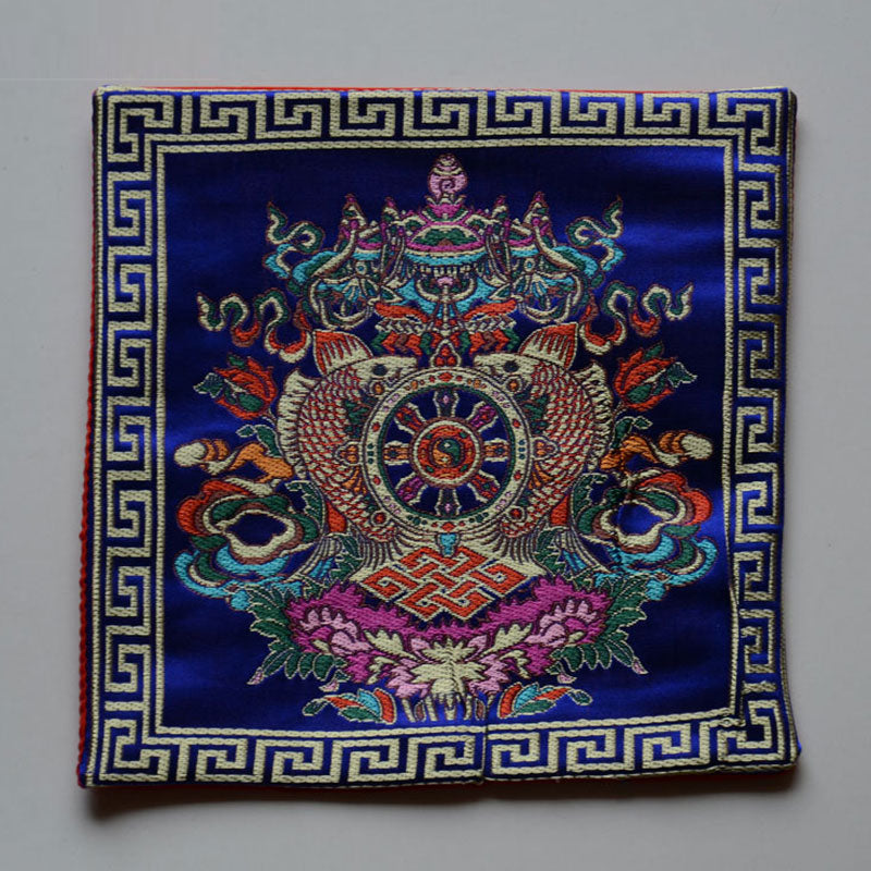 Buddha Stones Prayer Altar Mat Healing Meditation Vajra Auspicious Symbols - 8 Auspicious Symbols - Blue - image 17