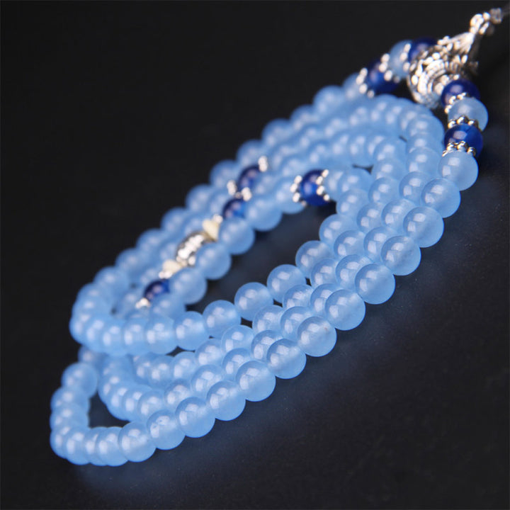 Buddha Stones 108 Beads Blue Crystal Healing Bracelet Mala - image 7