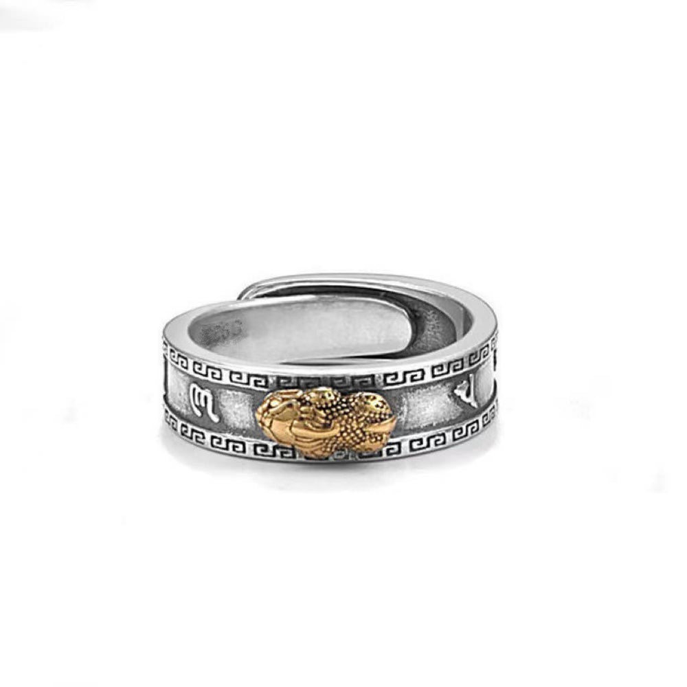 Buddha Stones PiXiu Om Mani Padme Hum Heart Sutra Luck Wealth Couple Ring - Gold - 6.2mm - image 1
