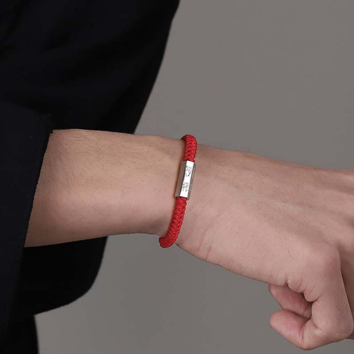 Buddha Stones 925 Sterling Silver Letter Engraving Blessing String Bracelet - image 4