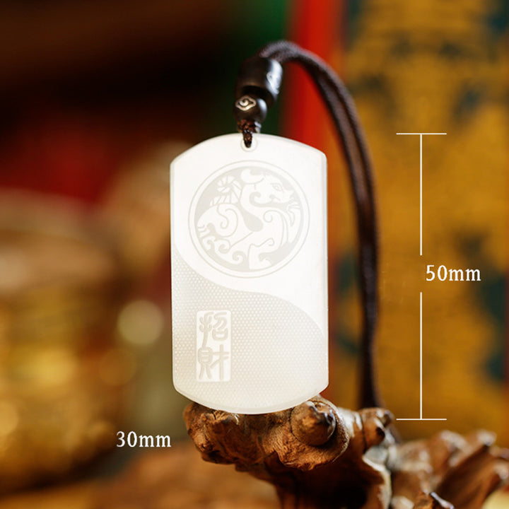 Buddha Stones White Jade PiXiu Yin Yang Luck Protection Necklace Pendant - image 10
