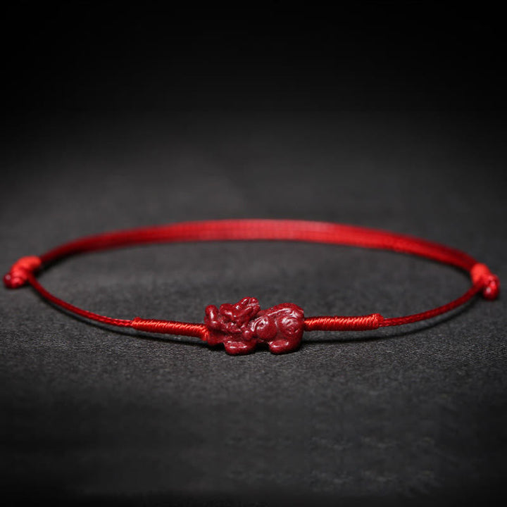 Buddha Stones Handmade Plum Blossom Four Leaf Clover PiXiu Lotus Koi Fish Cinnabar Blessing Braid Bracelet - image 13