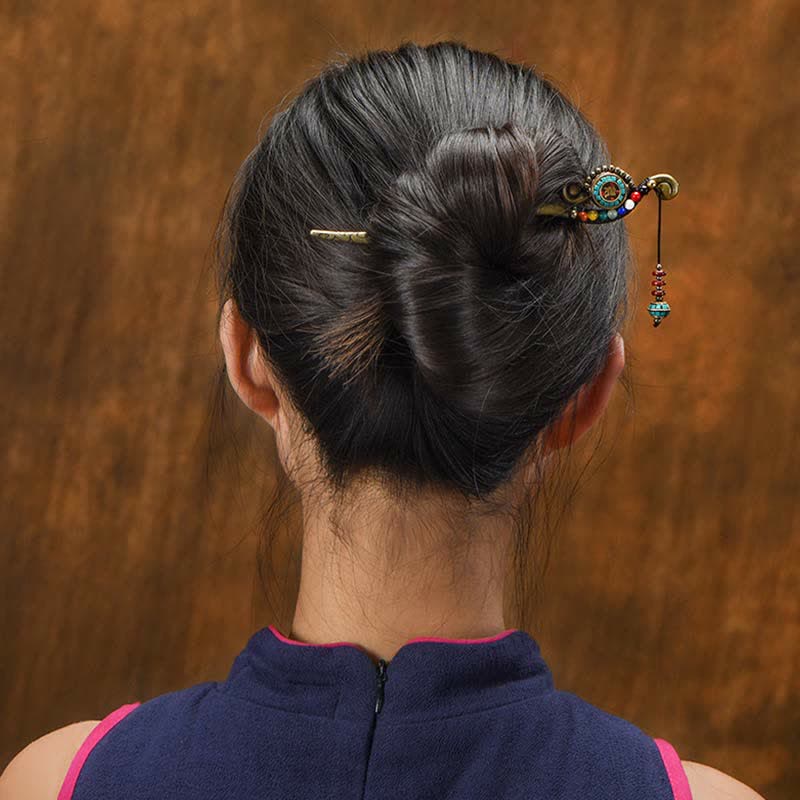 Tibetan Turquoise Agate Protection Hairpin Decorations - image 1