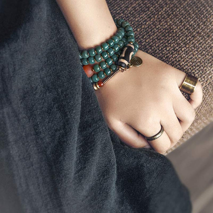 Buddha Stones 108 Mala Beads Bodhi Seed Dzi Bead Wisdom Bracelet - image 8