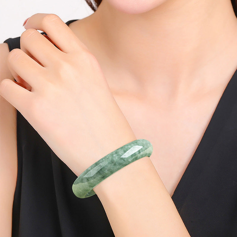 Buddha Stones Natural Jade Luck Wealth Bangle Bracelet - image 2
