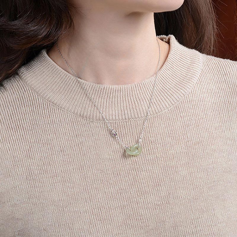 Buddha Stones 925 Sterling Silver Round Jade Luck Prosperity Necklace Chain Pendant - image 8