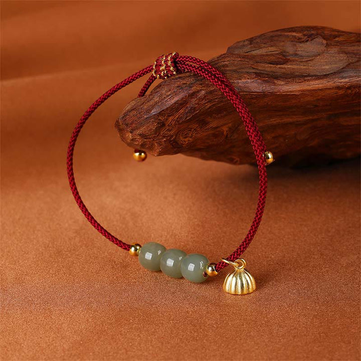 Buddha Stones Handmade Hetian Jade Bead Lotus Pod Prosperity Luck Braided Bracelet - image 2