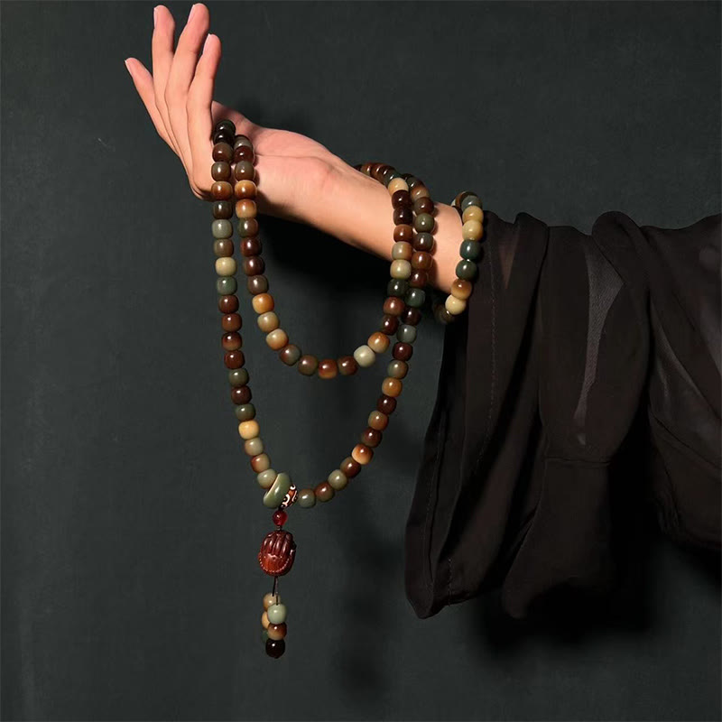 Buddha Stones 108 Mala Beads Bodhi Seed Peace Wisdom Bracelet Wrist Mala Pocket Mala - 8*10mm*108 Beads Mala - image 0