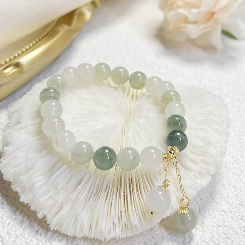 Buddha Stones Natural Gradient Jade Abundance Luck Bead Charm Bracelet - Jade(Prosperity♥Abundance) - image 0