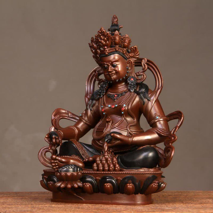 Buddha Stones Yellow Jambhala Bodhisattva Figurine Compassion Copper Statue Home Office Decoration - image 11