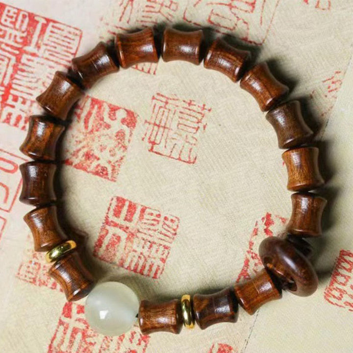 Buddha Stones Ebony Green Sandalwood Black Rosewood Bamboo Peace Bracelet - Black Rosewood - image 6