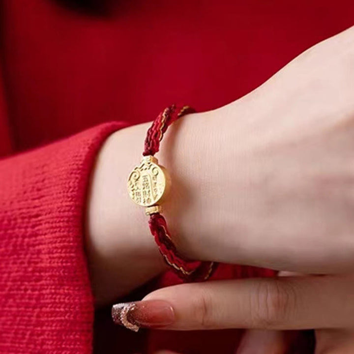 Buddha Stones Five Directions Gods of Wealth Handmade Reincarnation Knot Protection String Braid Bracelet - image 12