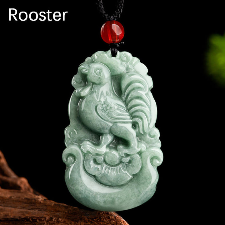 Buddha Stones Natural Green Jade 12 Chinese Zodiac Luck Prosperity Necklace Pendant - Rooster - image 18
