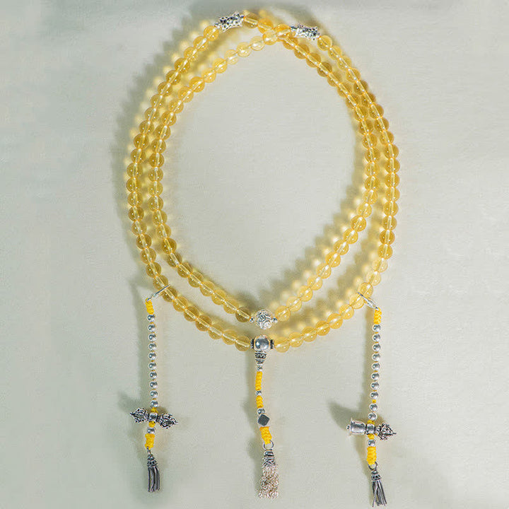 Buddha Stones 108 Mala Beads 925 Sterling Silver Natural Citrine Red Agate White Jade Prosperity Charm Bracelet - image 24