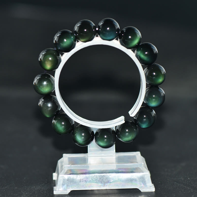 Buddha Stones Natural Green Eye Obsidian Wealth Bracelet - image 7