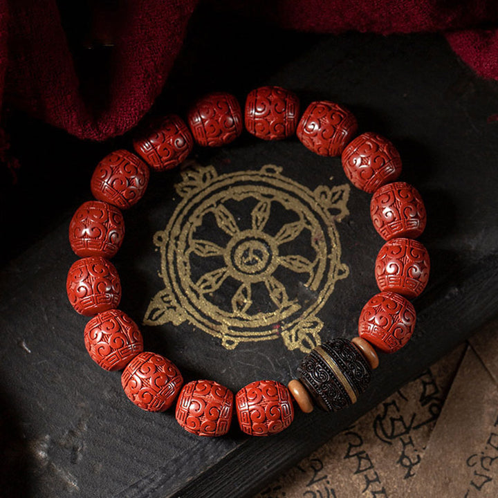 Buddha Stones Natural Cinnabar Ebony Calm Blessing Bracelet - image 10