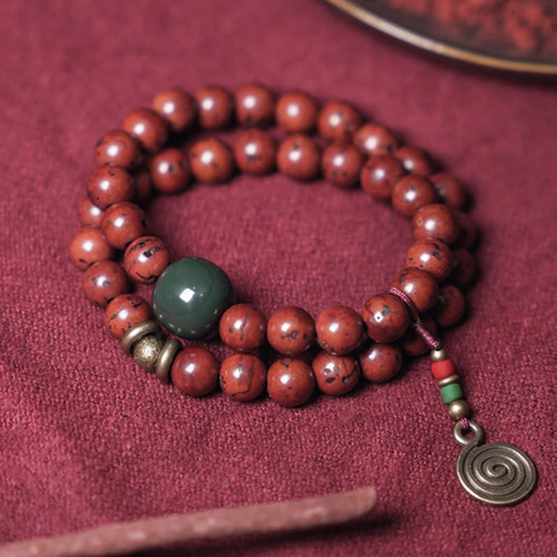 Buddha Stones Bodhi Seed Cyan Jade Copper Peace Luck Bracelet - image 8