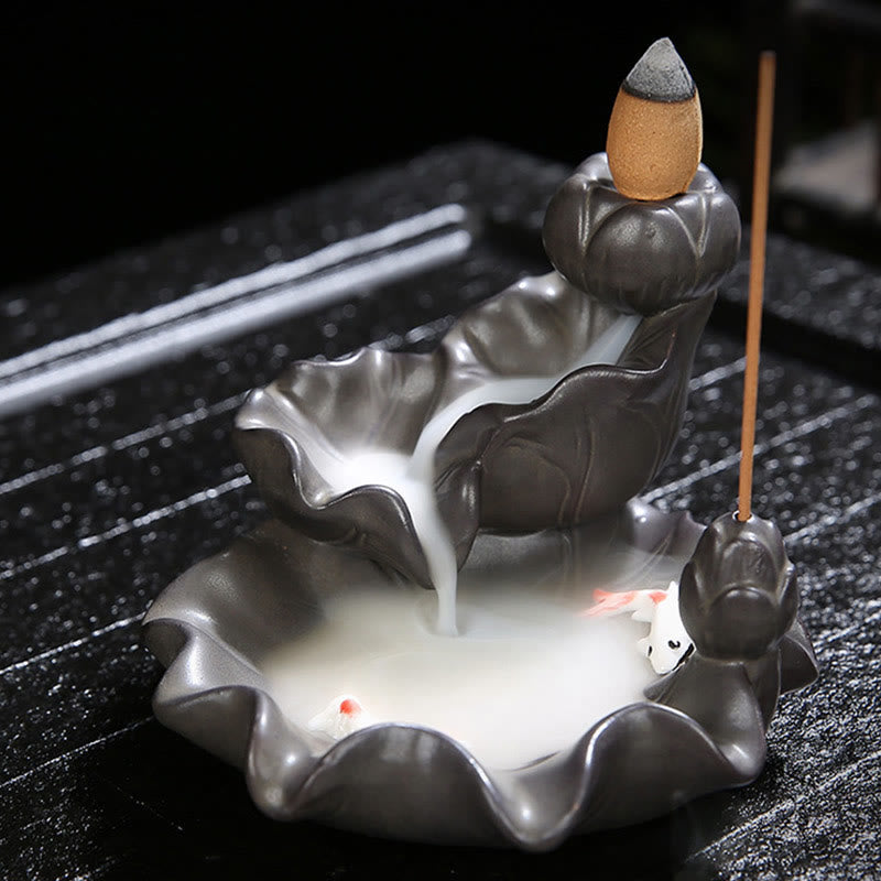 Buddha Stones Koi Fish Lucky Incense Burner Decoration - image 4