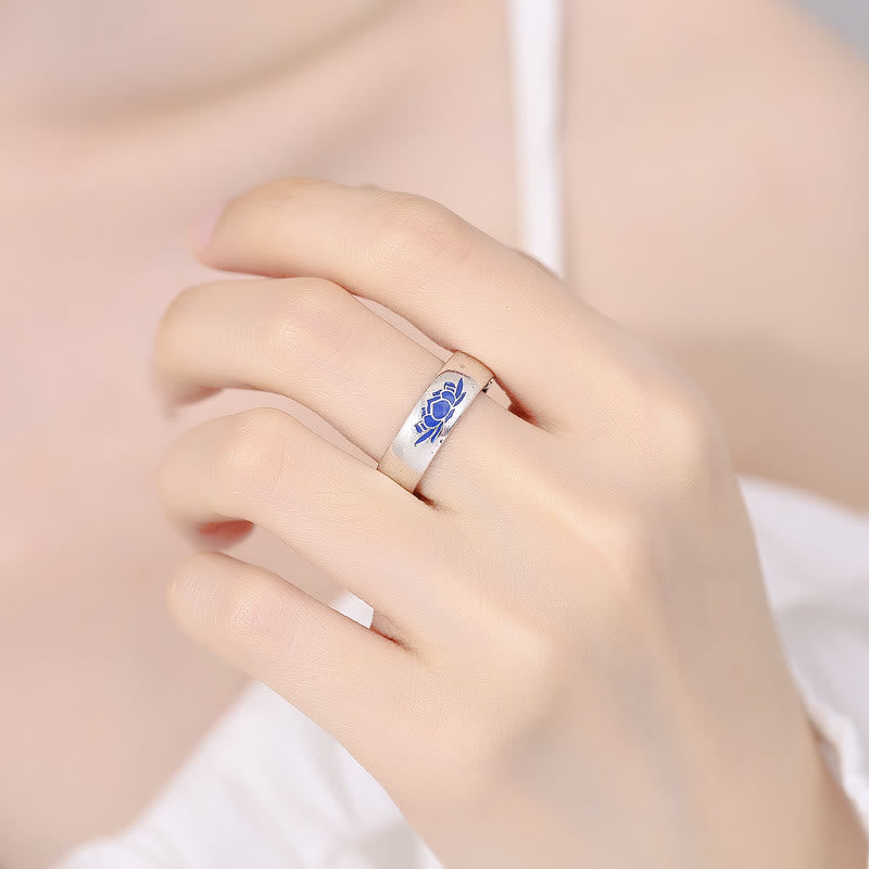 Buddha Stones Tibetan Blue Lotus Auspicious Clouds Copper Enlightenment Ring - image 4