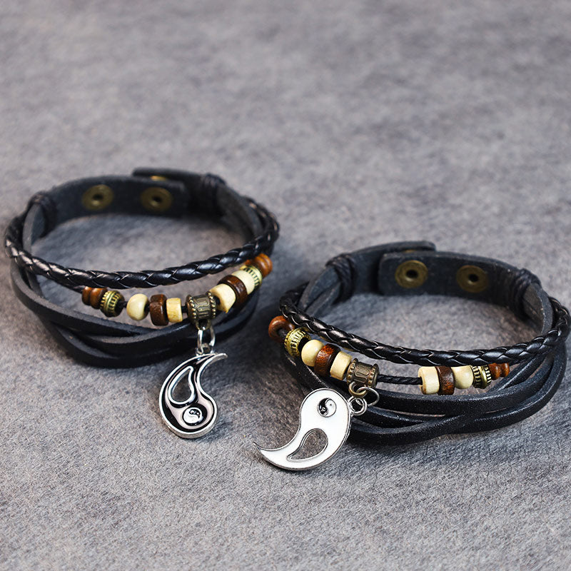 Buddha Stones Yin Yang Pendant Couple Balance Bracelet - image 3