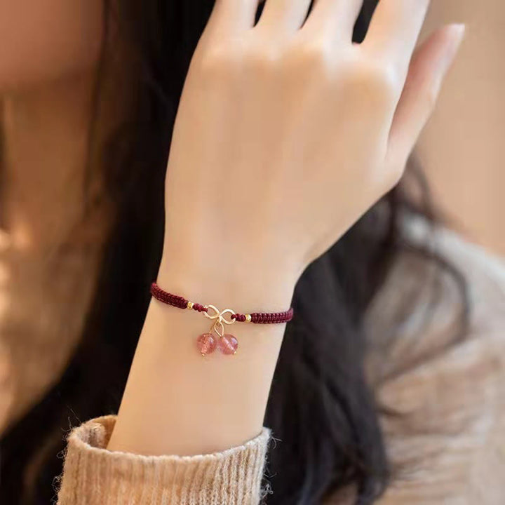 Buddha Stones Natural Strawberry Quartz Amethyst Green Phantom Bead Positive Bracelet - image 13