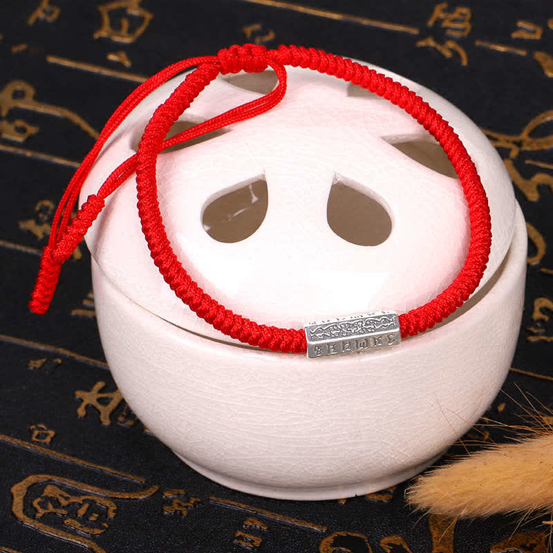 Buddha Stones Om Mani Padme Hum Luck Protection Red String Bracelet - image 3