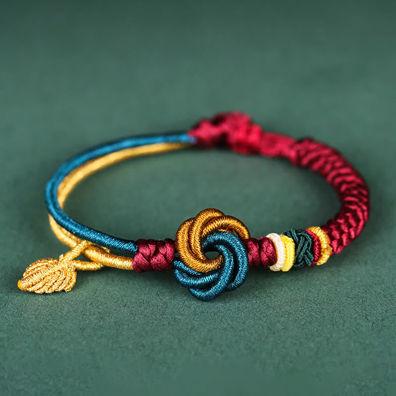 Buddha Stones Tibetan Handmade Mandala Knot Leaf Luck Rope Bracelet - image 0