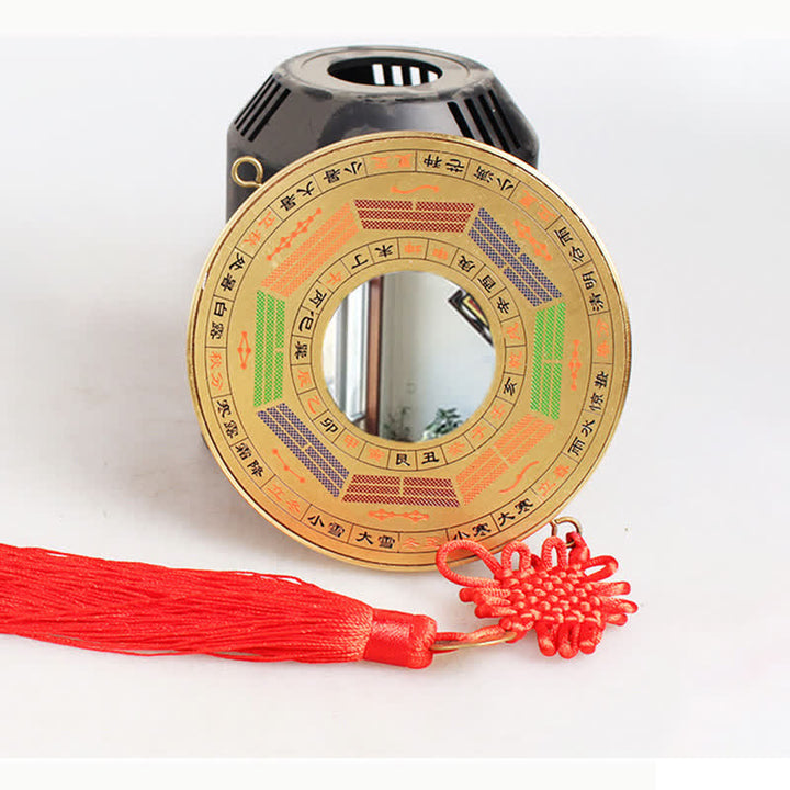 Feng Shui Bagua Map Copper Coin Chinese Knotting Balance Energy Map - 12cm - Four Seasons Bagua Map - Concave Mirror - image 4