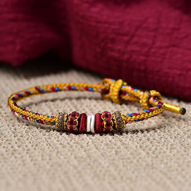 Buddha Stones Handmade Dunhuang Color Luck Braid String Bracelet - image 10