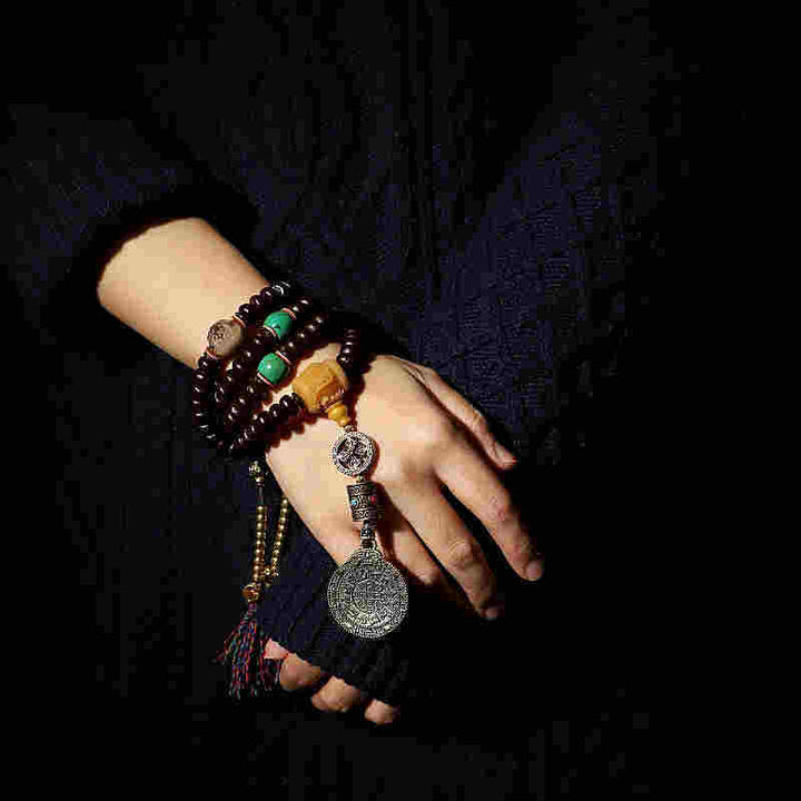 Buddha Stones Tibet 108 Mala Beads Purple Bodhi Seed Bagua Vajra Auspiciousness Bracelet - image 5