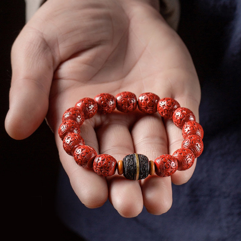 Buddha Stones Natural Cinnabar Ebony Calm Blessing Bracelet - image 4