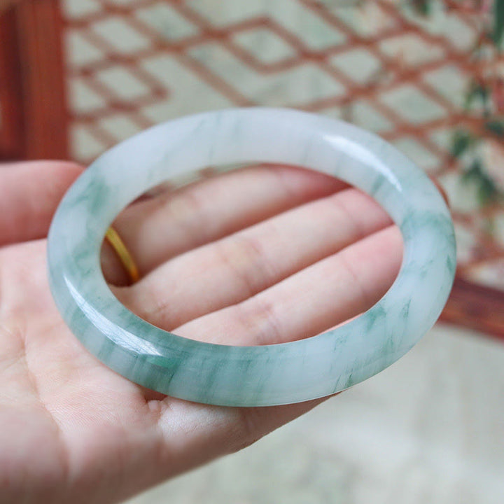 Buddha Stones Natural Jade Luck Prosperity Bangle Bracelet - 58mm - image 0