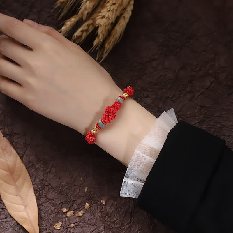 Buddha Stones Red String Jade Luck Fortune Knot Braided Couple Bracelet - image 18
