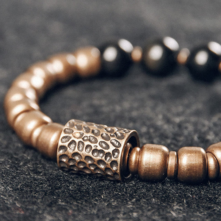 Buddha Stones Lava Rock Stone Rainbow Obsidian Copper Support Healing Bracelet - image 12