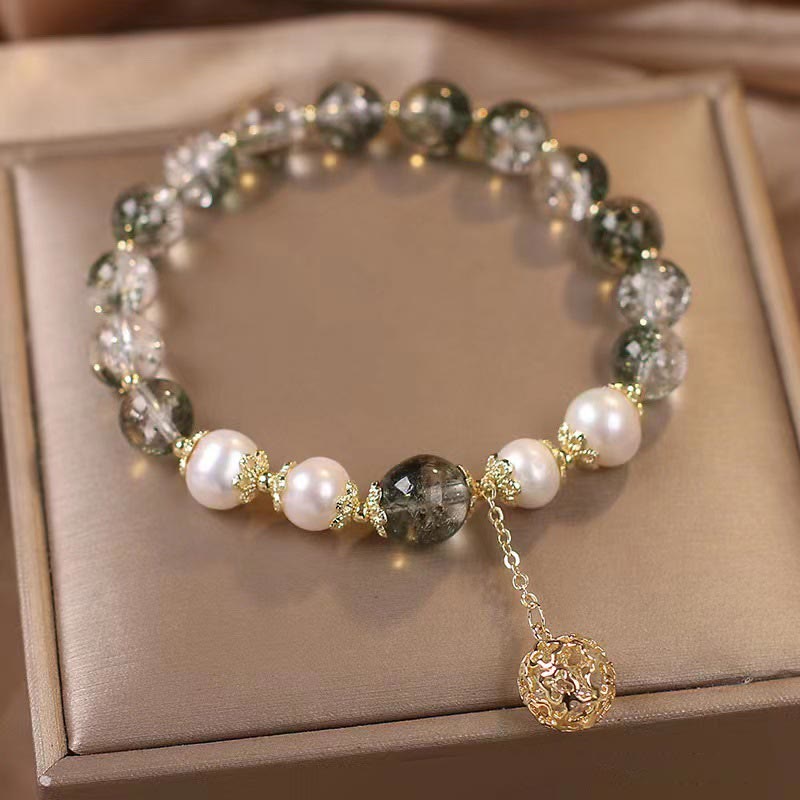 Buddha Stones Green Phantom Pearl Self-acceptance Charm Bracelet - image 1